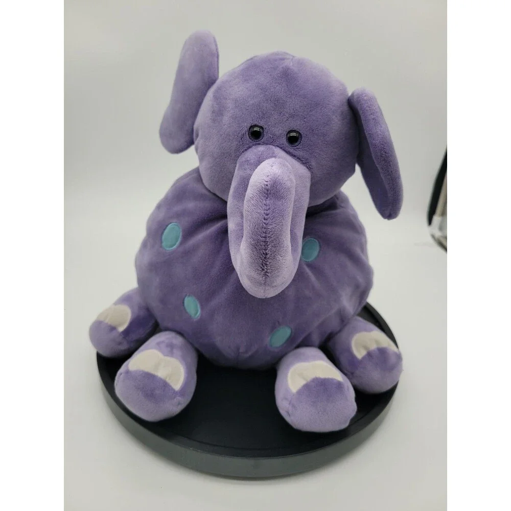 Animal Alley Toys R Us Plush Fat  Purple Elephant Round Pillow Blue Spots 12